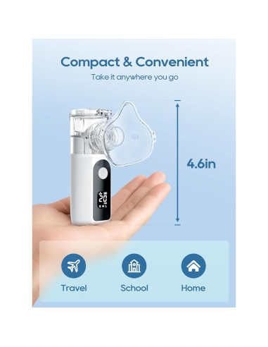 Nebulizador Portátil MIKISS para Adultos y Niños, 3 Modos, Auto-Limpieza