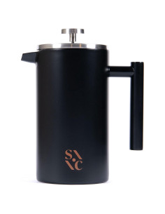 Prensa Francesa Piedra y Arcilla 1L Acero Inoxidable Negro