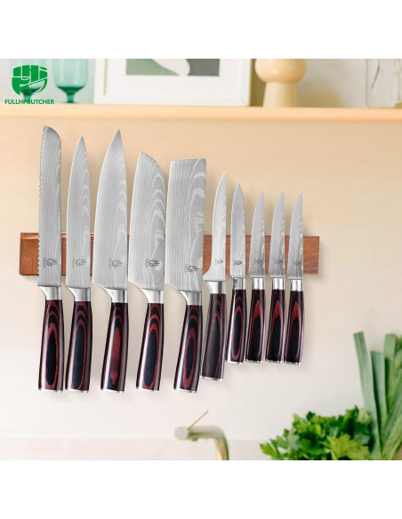 Barra Magnética de Madera 40.64 cm FULLHI Soporte de Cuchillos