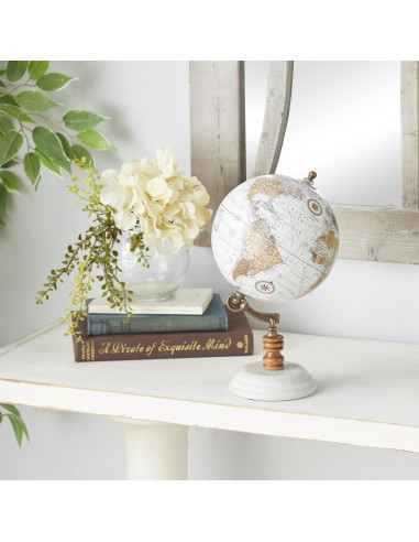 Globo Decorativo de Papel Deco 79 con Base de Madera, Blanco