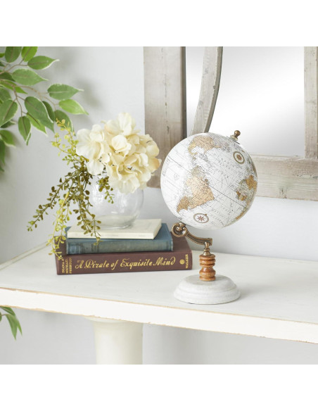 Globo Decorativo de Papel Deco 79 con Base de Madera, Blanco