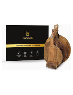 Juego de 3 Tablas de Cortar de Madera de Acacia Homwoody