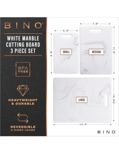 Juego de 3 Tablas de Cortar BINO - Plástico Marmol Apto Lavavajillas 2