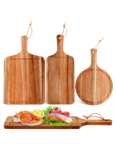 Juego de Tablas de Cortar de Madera de Acacia Kathfly - 3 Piezas
