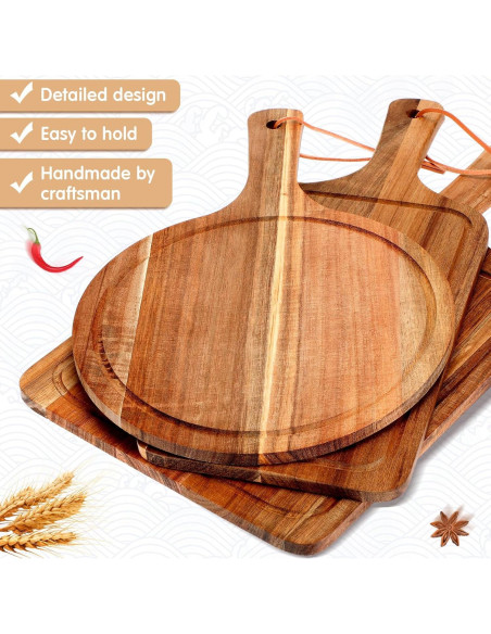Juego de Tablas de Cortar de Madera de Acacia Kathfly - 3 Piezas