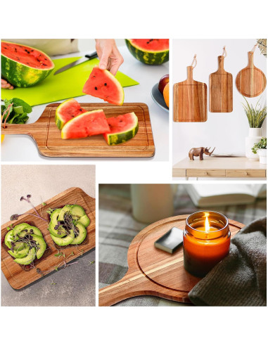 Juego de Tablas de Cortar de Madera de Acacia Kathfly - 3 Piezas