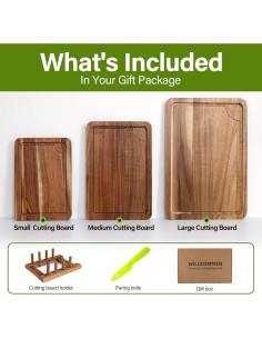 Juego de Tablas de Cortar de Madera de Acacia Willkommen, 3 Piezas 2