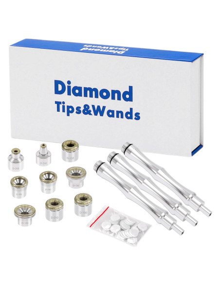 Cabezas de Diamante Bemoauty para Dermabrasión - 9 Consejos + 3 Varitas + 200 Filtros