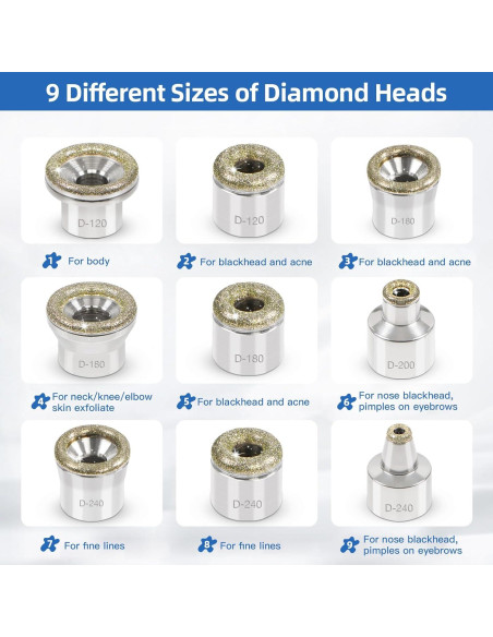 Cabezas de Diamante Bemoauty para Dermabrasión - 9 Consejos + 3 Varitas + 200 Filtros