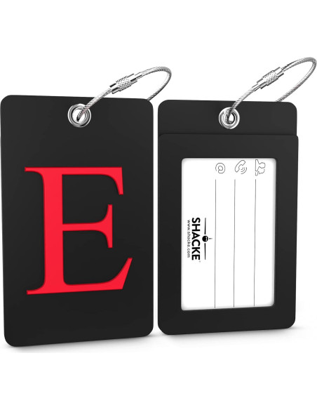 Etiqueta de Equipaje Shacke Personalizable Letra E Negra