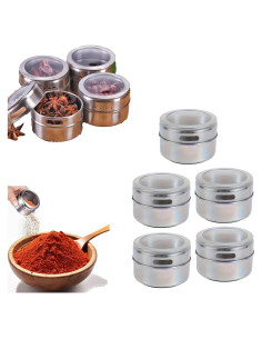 Tarros de Especias Magnéticos Acero Inoxidable 12 pcs Plata
