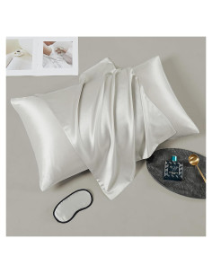 Funda de Almohada de Seda Reina Simple y Opulencia Gris Hierro