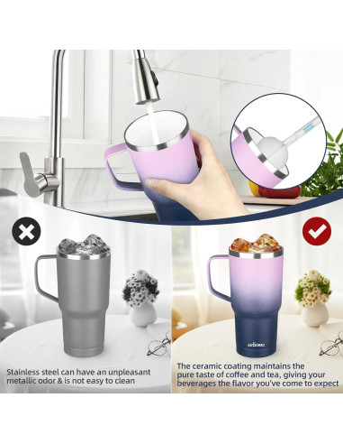 Taza de Café Aislada GUDEMAO 20 oz Cerámica Doble Pared