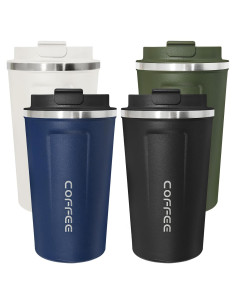 Paquete de 4 Tazas de Café Aisladas 500ml ATZNZIK Multicolor