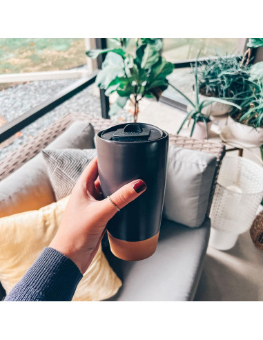 Taza de Viaje Mora Cerámica Doble Pared 414 ml Aislada