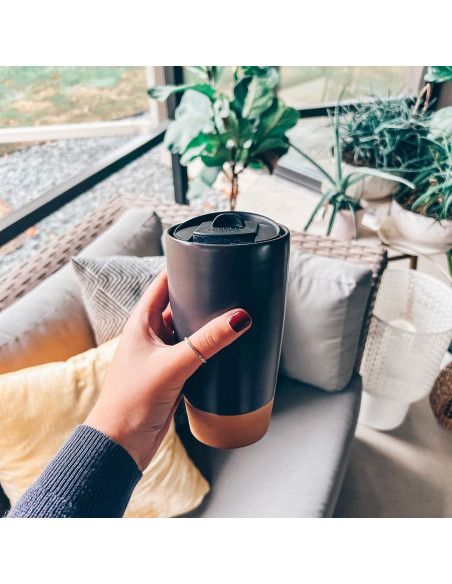 Taza de Viaje Mora Cerámica Doble Pared 414 ml Aislada