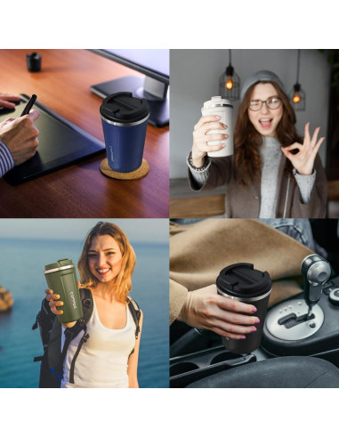 Paquete de 4 Tazas de Café Aisladas 500ml ATZNZIK Multicolor