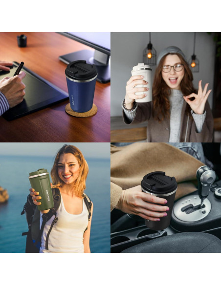 Paquete de 4 Tazas de Café Aisladas 500ml ATZNZIK Multicolor