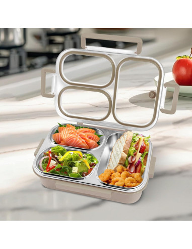 Caja de Almuerzo Acero Inoxidable AOEDEO 740ml 3 Compartimentos