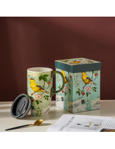 Taza de Viaje Cerámica TZSSP 500ml Diseño Pájaro Apta Lavavajillas 2