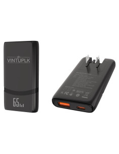 Cargador USB C 65W VINTUPLK Dual con PD 3.0 y PPS Negro