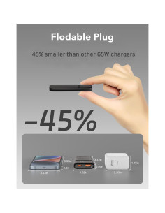 Cargador USB C 65W VINTUPLK Dual con PD 3.0 y PPS Negro 2