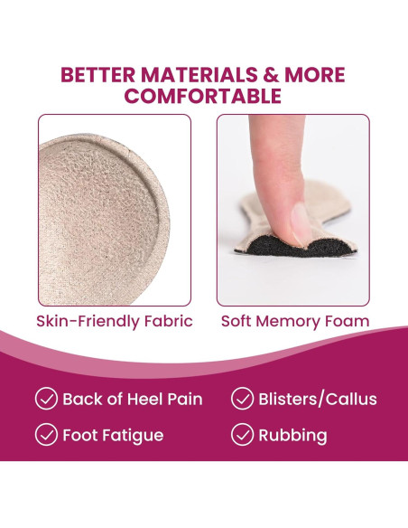 Cojines para Talones Bukihome - 4 Pares Beige Antideslizantes