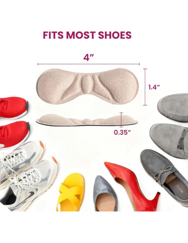 Cojines para Talones Bukihome - 4 Pares Beige Antideslizantes