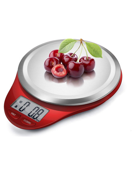 Báscula de Cocina Digital NUTRI FIT Acero Inoxidable 5kg Rojo