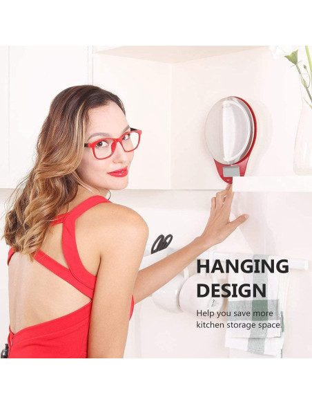 Báscula de Cocina Digital NUTRI FIT Acero Inoxidable 5kg Rojo