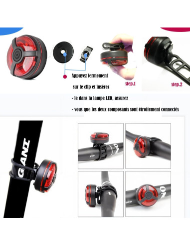 Luz Trasera LED Recargable USB Constefire 2 Piezas Rojo Azul