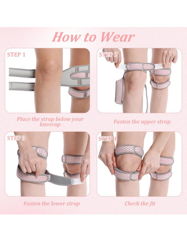 Paquete de 2 correas para rodilla patelar huoflame - Alivio dolor