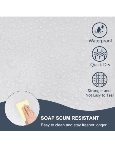 Cortina de Ducha EurCross PEVA 187x183 cm Impermeable