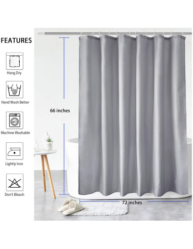 Cortina de Ducha AooHome 72x66 cm Impermeable Gris Claro