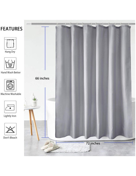 Cortina de Ducha AooHome 72x66 cm Impermeable Gris Claro