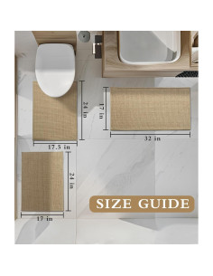Conjunto de Alfombrillas de Baño YIHOUSE 3 Piezas Beige Antideslizantes 2