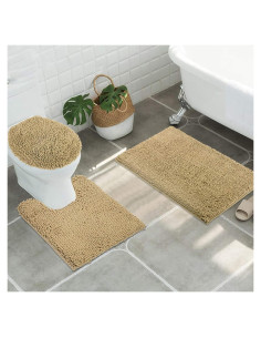 Juego de 3 alfombras de baño antideslizantes ITSOFT beige