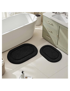 Conjunto de Alfombrillas de Baño HOMEIDEAS 2 Piezas Microfibra Negro