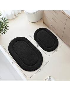Conjunto de Alfombrillas de Baño HOMEIDEAS 2 Piezas Microfibra Negro 2