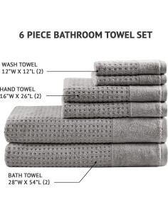 Juego de Toallas de Algodón 100% Madison Park Spa Waffle 6 Piezas 2