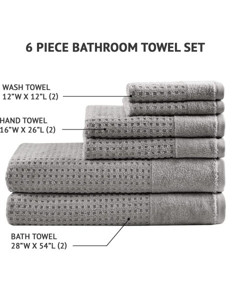 Juego de Toallas de Algodón 100% Madison Park Spa Waffle 6 Piezas