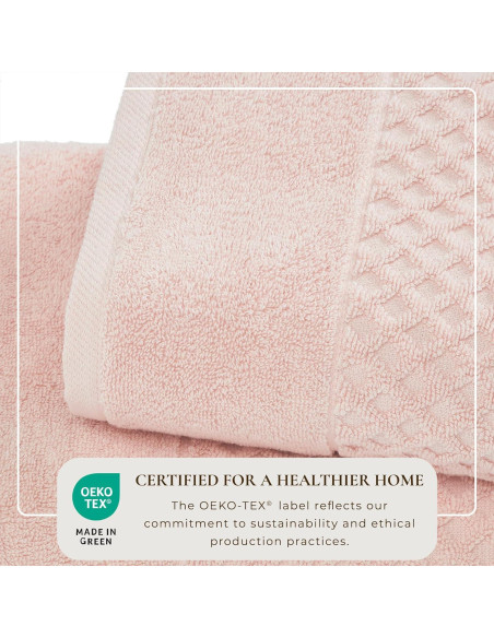 Toallas de Mano Great Bay Home 100% Algodón Rosa Pálido - 6 Unidades 66x41 cm