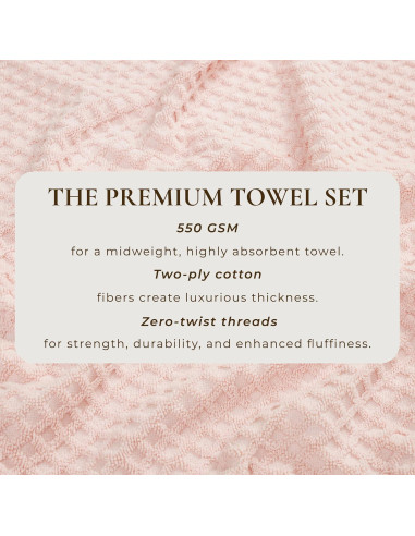 Toallas de Mano Great Bay Home 100% Algodón Rosa Pálido - 6 Unidades 66x41 cm