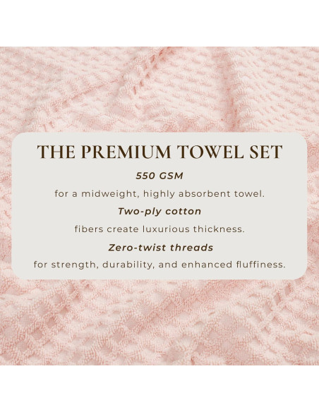 Toallas de Mano Great Bay Home 100% Algodón Rosa Pálido - 6 Unidades 66x41 cm