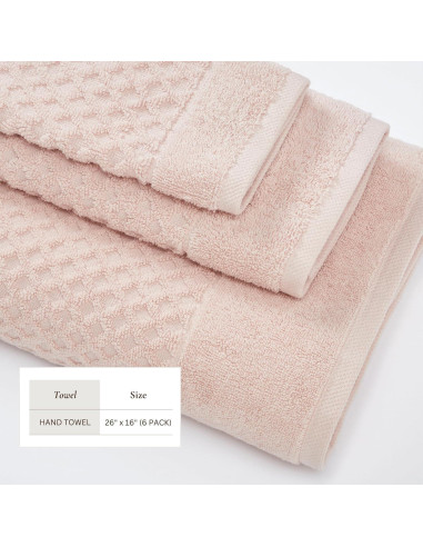 Toallas de Mano Great Bay Home 100% Algodón Rosa Pálido - 6 Unidades 66x41 cm