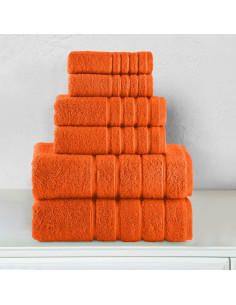 Conjunto de Toallas Premium 6 Piezas Elegant Comfort Naranja 2
