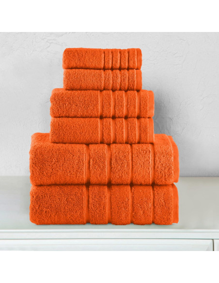 Conjunto de Toallas Premium 6 Piezas Elegant Comfort Naranja