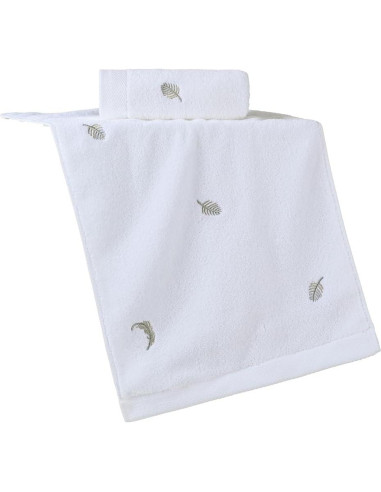 Conjunto 2 Toallas de Mano YiLUOMO 100% Algodón Bordadas Plumas