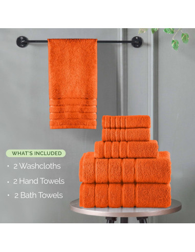 Conjunto de Toallas Premium 6 Piezas Elegant Comfort Naranja