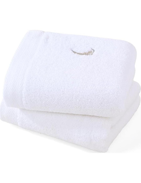 Conjunto 2 Toallas de Mano YiLUOMO 100% Algodón Bordadas Plumas